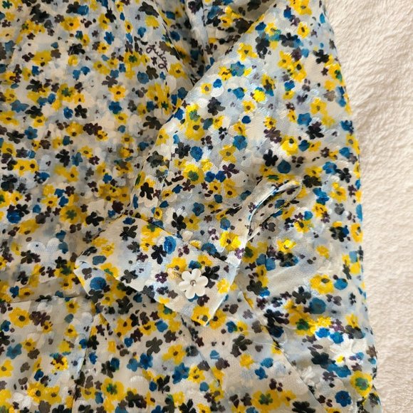 Ditsy Burnout Chiffon Button Front Dress - Picture 4 of 5